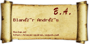 Blanár András névjegykártya