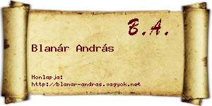 Blanár András névjegykártya